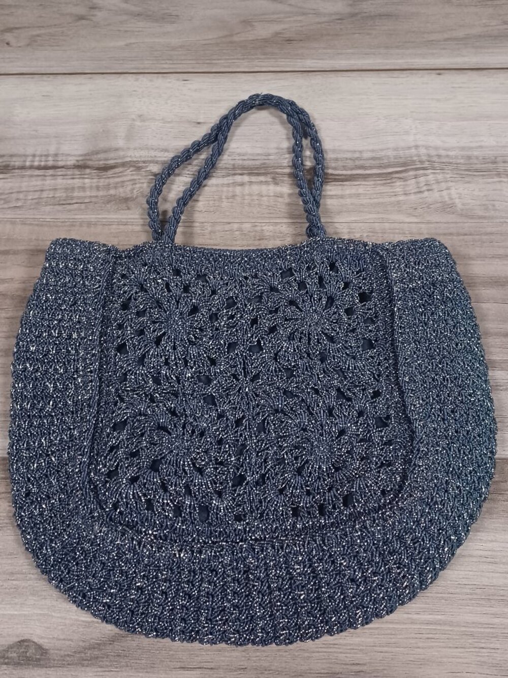 Tilt Women's Woven Crocheted Blue Handbag